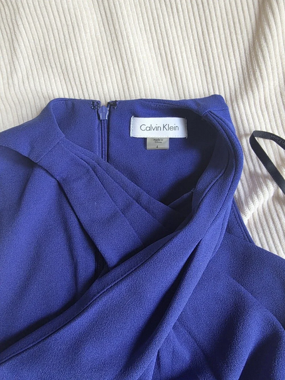 Calvin Klein Crisscross Neck Dress Royal Blue Sz 4 Nwot